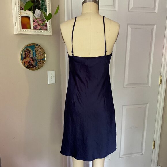 JESSICA SIMPSON Navy Blue Silky evening Slip Camisole Dress Pajamas *SMALL* - Picture 4 of 5